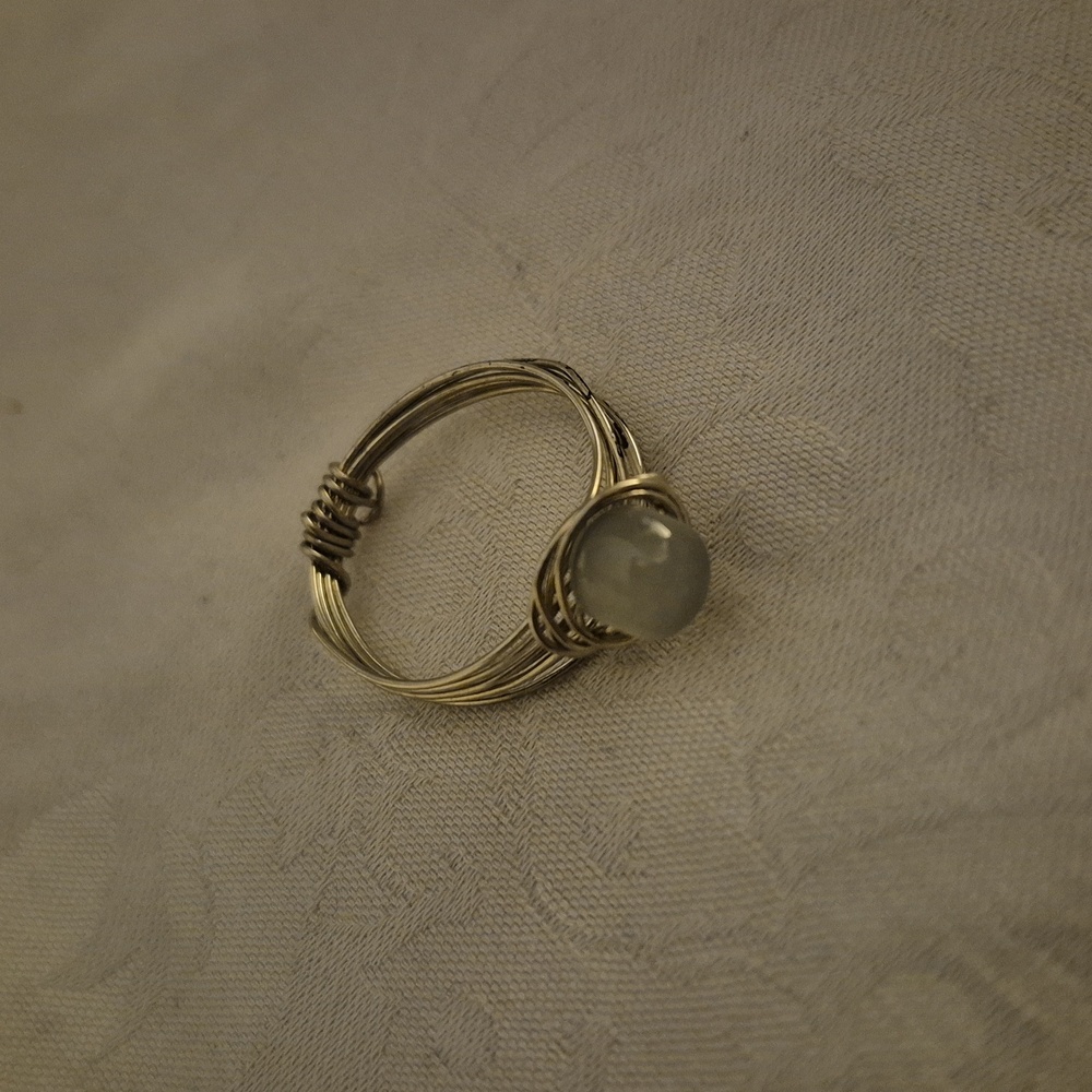 Wire wrapped glass ring